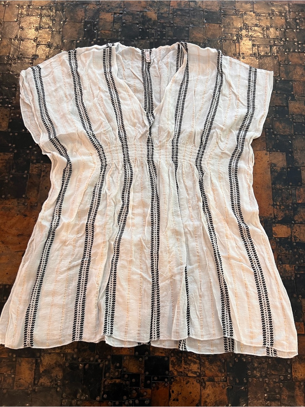 BECCA Women’s White Stripe V-Neck Coverup